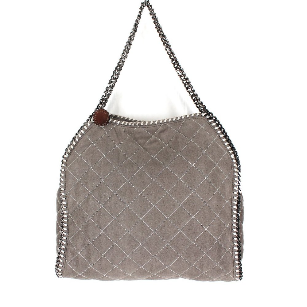 Stella McCartney Falabella Grey Quilted Canvas Chainlink Handbag Vegan Leather